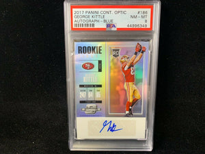 2017 CONTENDERS OPTIC GEORGE KITTLE #186 ROOKIE AUTO SILVER PSA 8 NM-MT