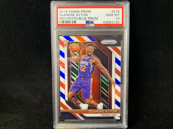 2018-19 PRIZM DEANDRE AYTON #279 ROOKIE RC RED WHITE & BLUE PSA 10 GEM MT