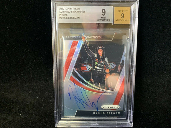 2019 PRIZM HAILIE DEEGAN SCRIPTED SIGNATURES AUTO SILVER BGS 9 9 AUTO