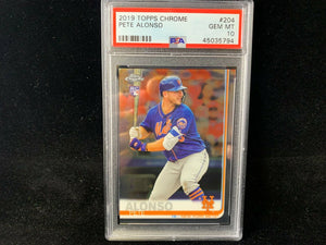 2019 TOPPS CHROME PETE ALONSO #204 ROOKIE PSA 10 GEM MT